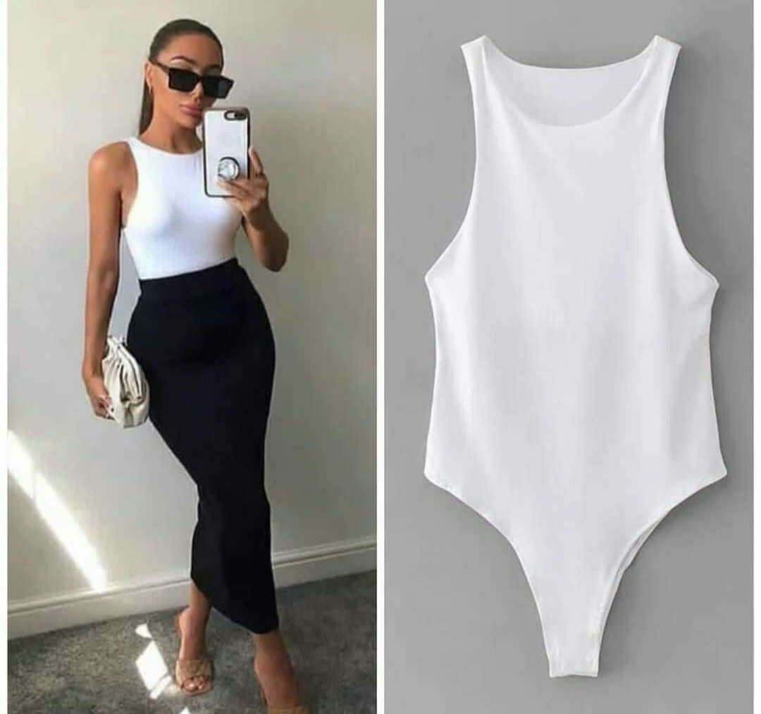 Essential White Ribbed Sleeveless Bodysuit