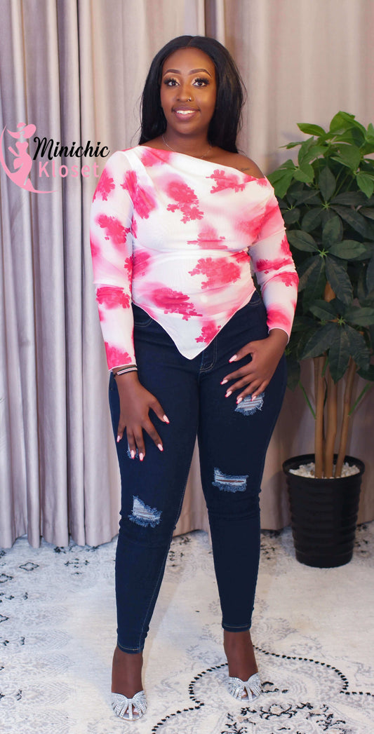 Pink Tie-Dye Long Sleeve Top