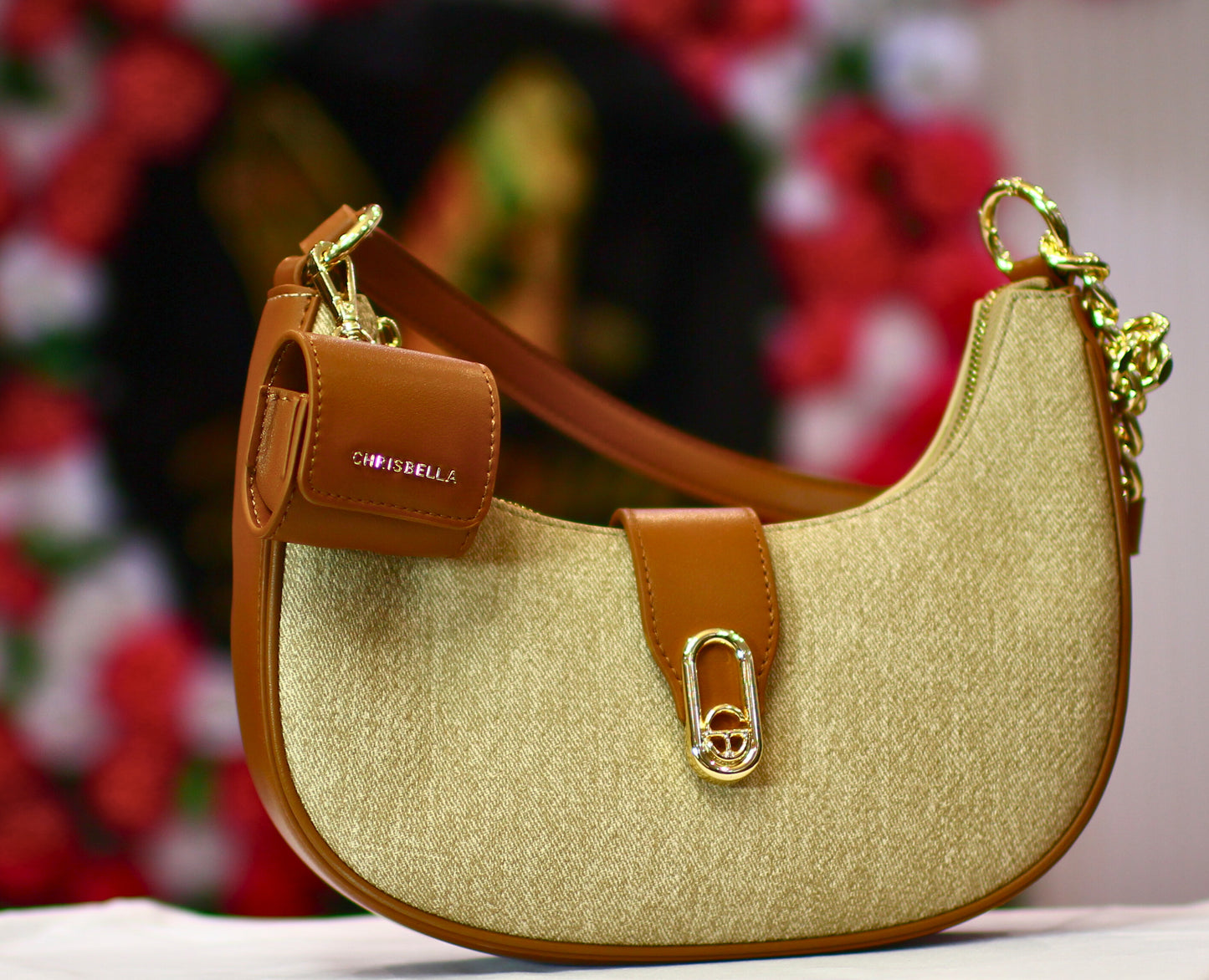 Accent Shoulder Bag Tan Gold