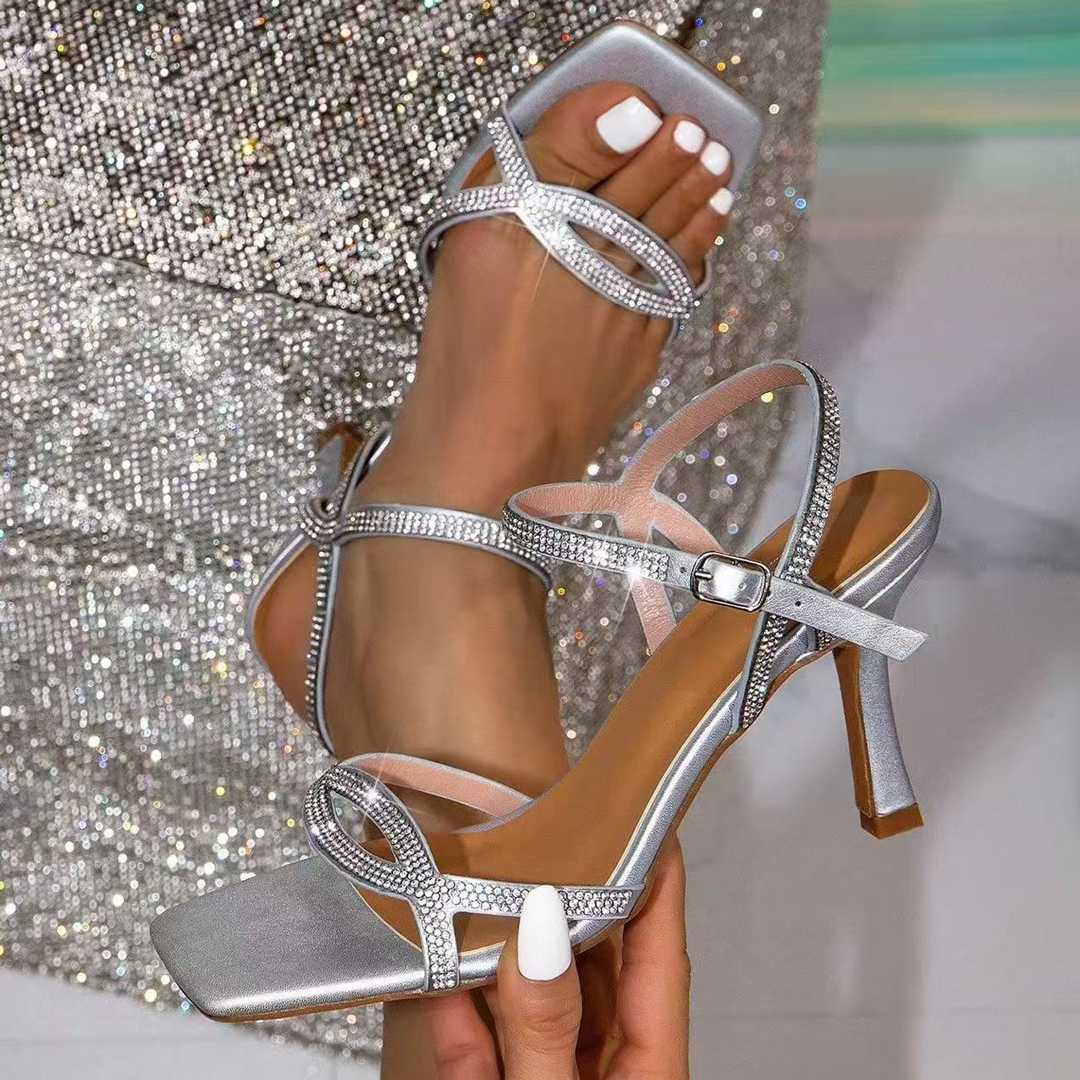 Crystal Silver Heels