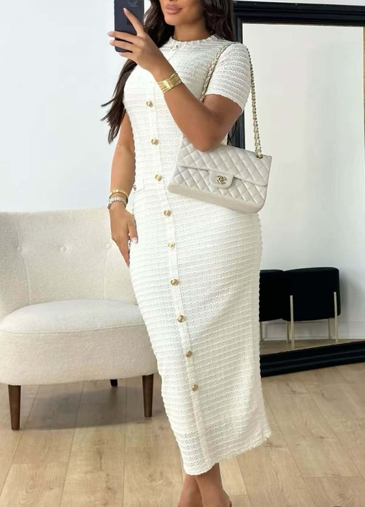 Pearl Luxe Tweed Midi Dress