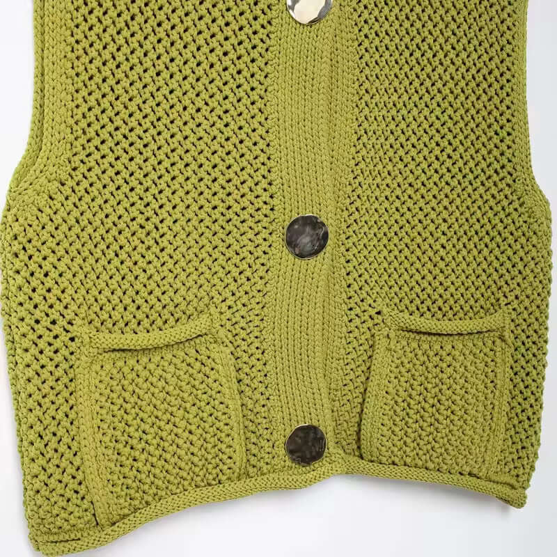 Olive Green Knit Button Crop Top