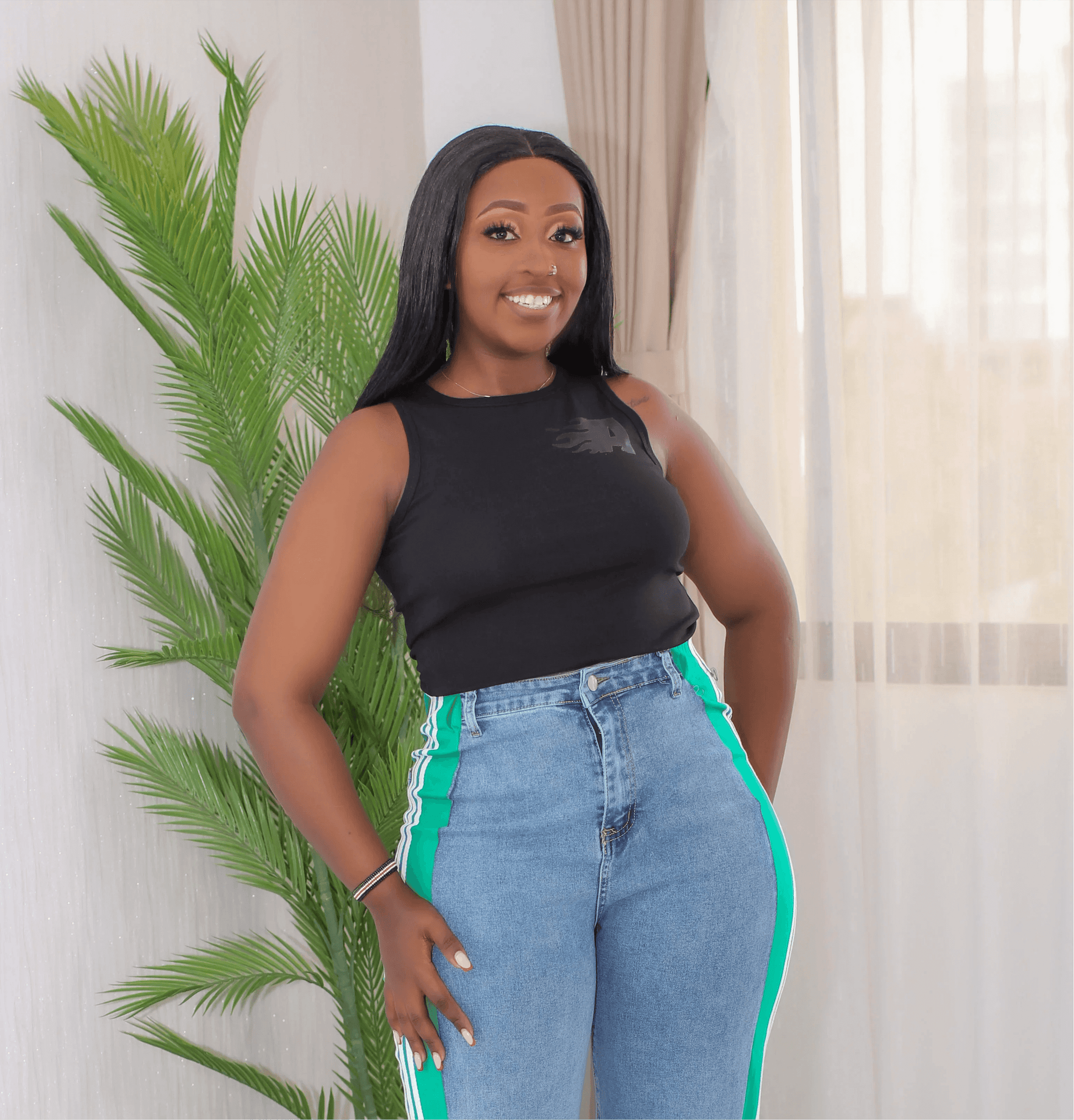 Flame Ribbed Tank- Black - Minichic collection 