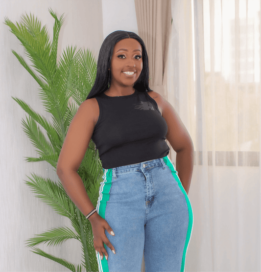 Flame Ribbed Tank- Black - Minichic collection 