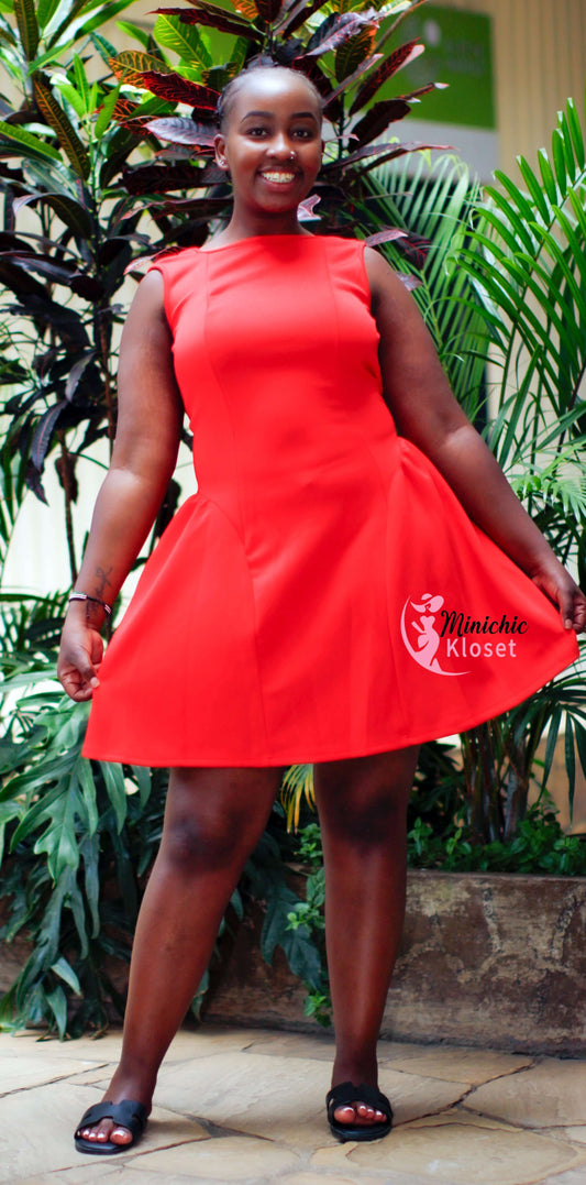 Red Back-Bow Mini Dress – Elegant & Chic