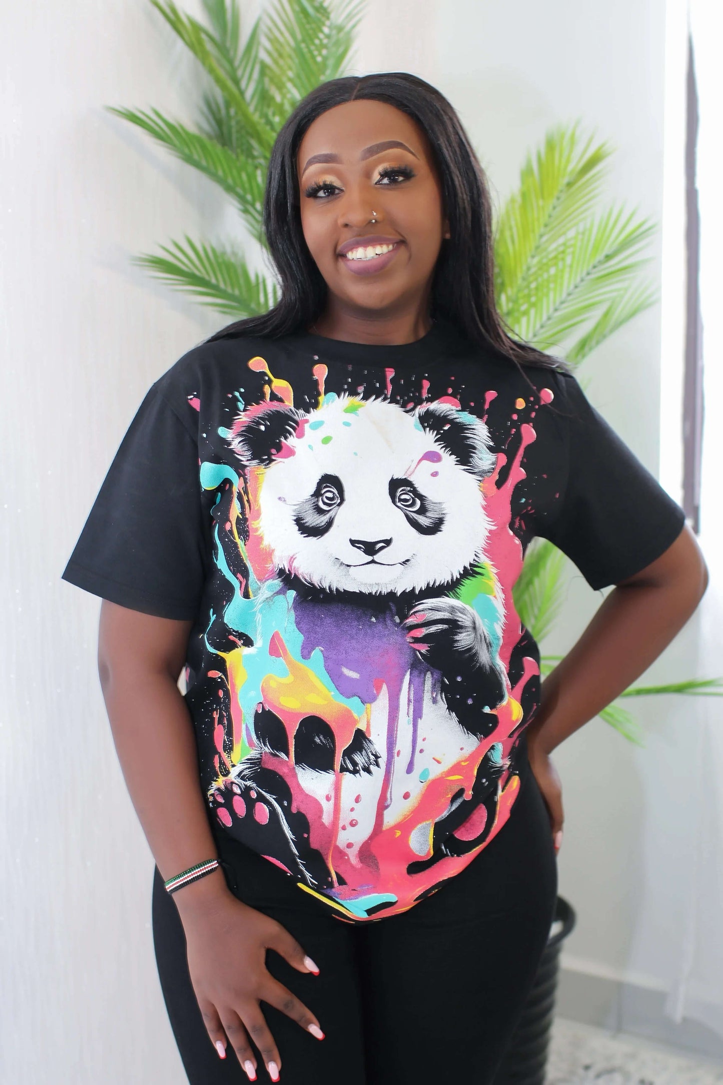 Unisex Color Splash Panda Graphic Tee - Minichic collection 
