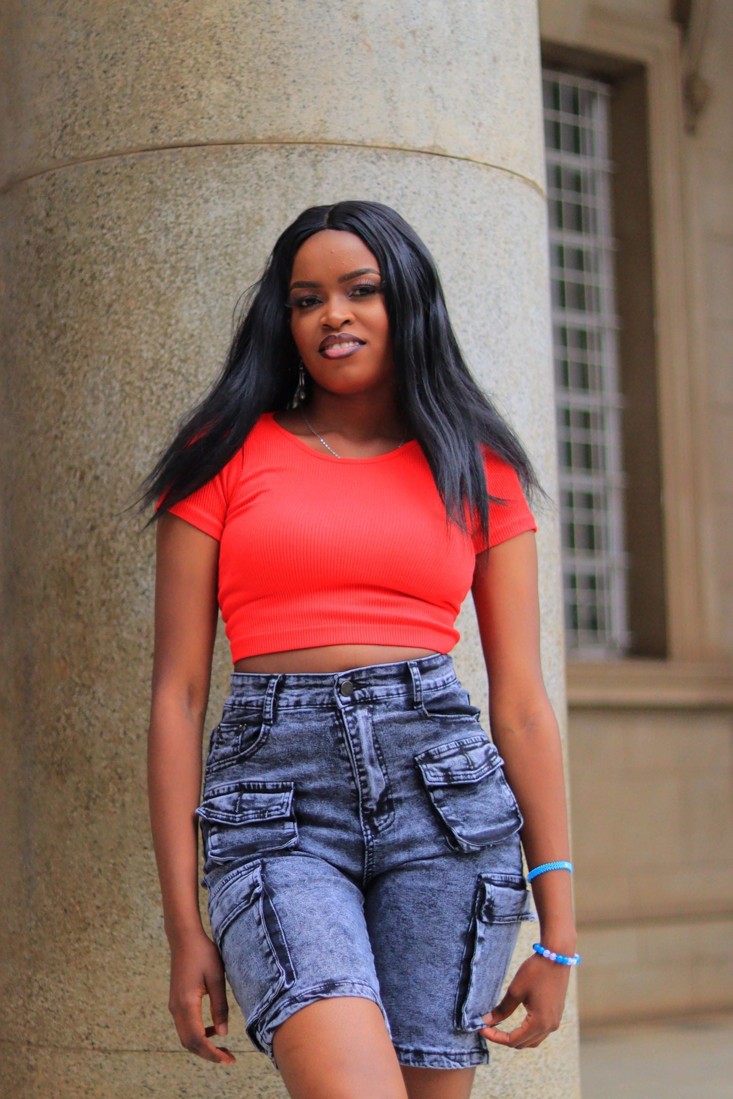 Red Ribbed Knit Crop Top