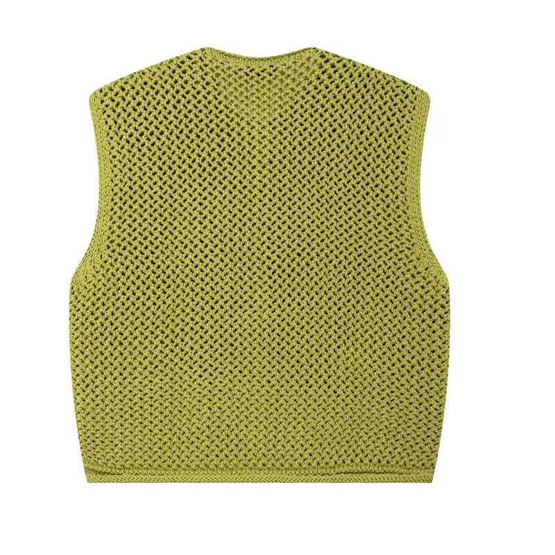 Olive Green Knit Button Crop Top