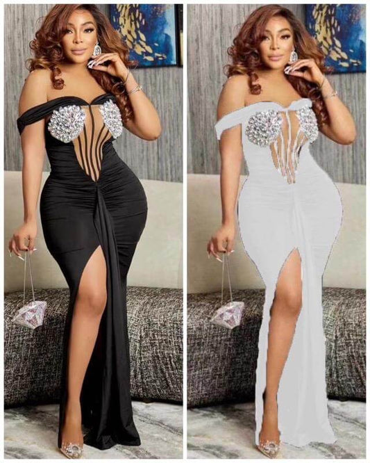 Sculpted Bloom Corset Gown-white