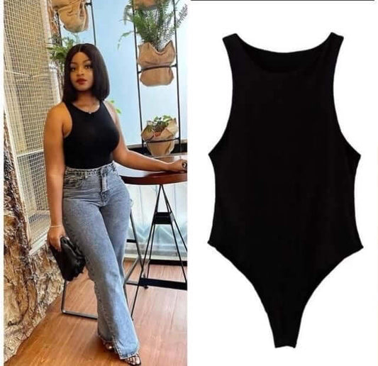 Essential Black Ribbed Sleeveless Bodysuit