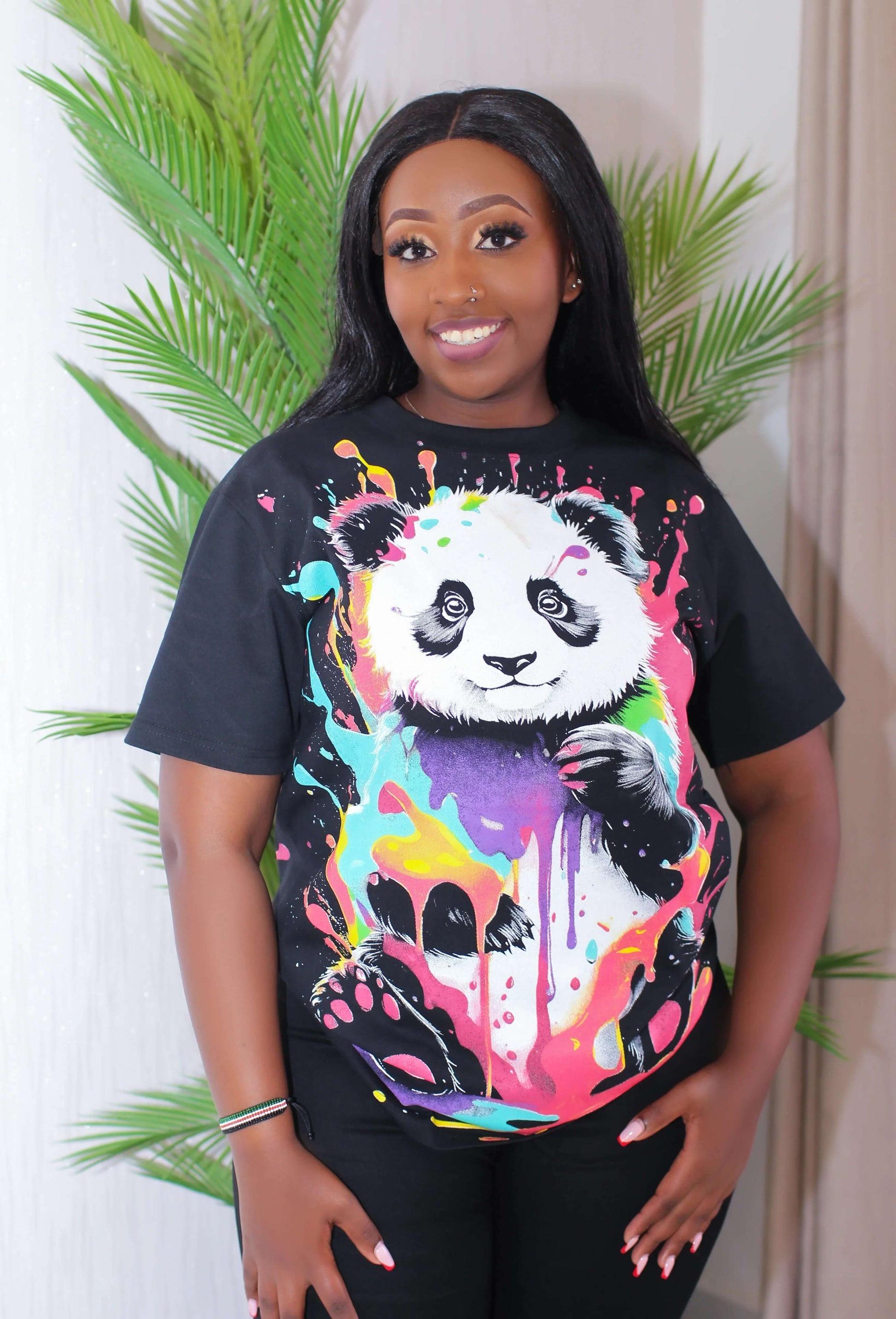 Unisex Color Splash Panda Graphic Tee - Minichic collection 