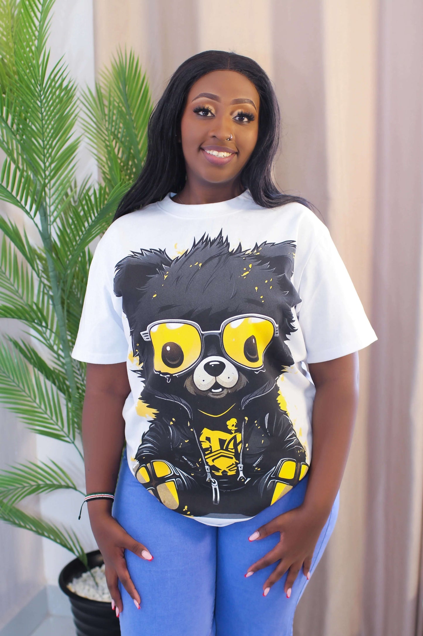 Graphic Panda Print T-Shirt – White - Minichic collection 